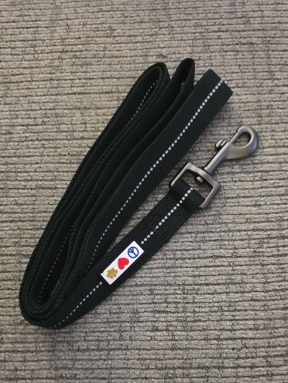 Black Reflective Dog Leash with Metal Snap Hook